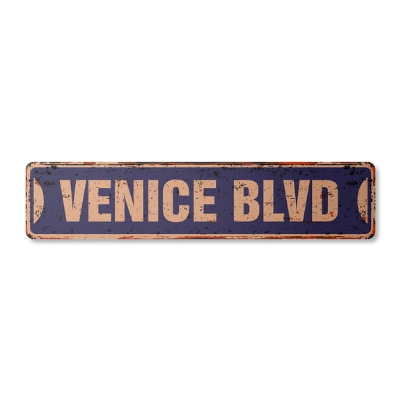 VENICE BLVD Vintage Plastic Street Sign los angeles la beach california | Indoor/Outdoor |  36" Wide