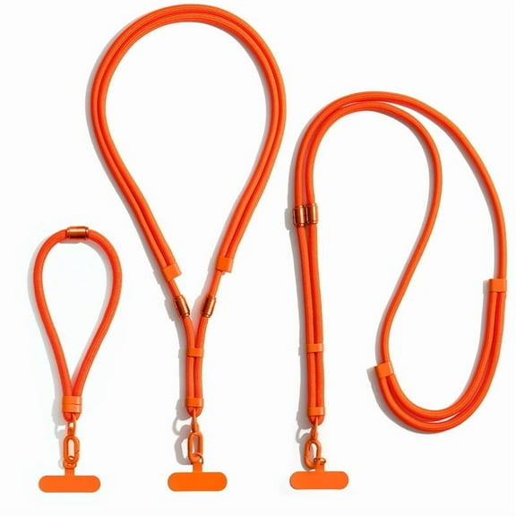VENINGO 3-In-1 Phone Lanyard with Tether Tab & Loop Strap, Adjustable Anti Theft Phone Strap for Crossbody, Neck, Wrist -Universal for Smartphones, Travel, Running, Hiking - Orange