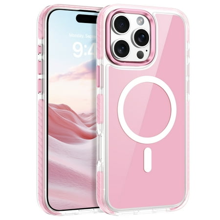 VENINGO Case for iPhone 16 Pro Max Compatible with Mag-safe 6.9" Slim Shockproof Drop-Resistant Anti-Slip Protective Cover, Pink
