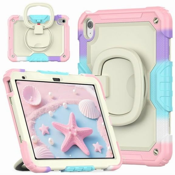 VENINGO Case for iPad 11th Generation 11" 2025, iPad 10th Generation Case 10.9" with 360° Rotatable Bracket Pen Holder Heavy Duty Shockproof Rugged Bumper Kids Friendly Case,Camouflage Pink