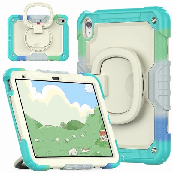 VENINGO Case for iPad 11th Generation 11" 2025, iPad 10th Generation Case 10.9" with 360° Rotatable Bracket Pen Holder Heavy Duty Shockproof Rugged Bumper Kids Friendly Case,Camouflage Blue