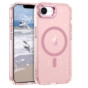 YINLAI iPhone 16e Case / iPhone 17e Case 6.1",Magnetic Surround Protection Transparent Sparkle TPU Shockproof of iPhone 16e Case / iPhone 17e Case, Black