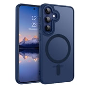 VENINGO Magnetic Case for Samsung Galaxy S25 FE, Compatible with Mag-safe, Slim Fit Matte Translucent Shockproof Anti-Yellowing Protective Cover, Deep Blue