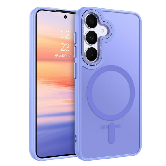 VENINGO Magnetic Case for Samsung Galaxy S25 FE, Compatible with Mag-safe, Slim Fit Matte Translucent Shockproof Anti-Yellowing Protective Cover, Purple
