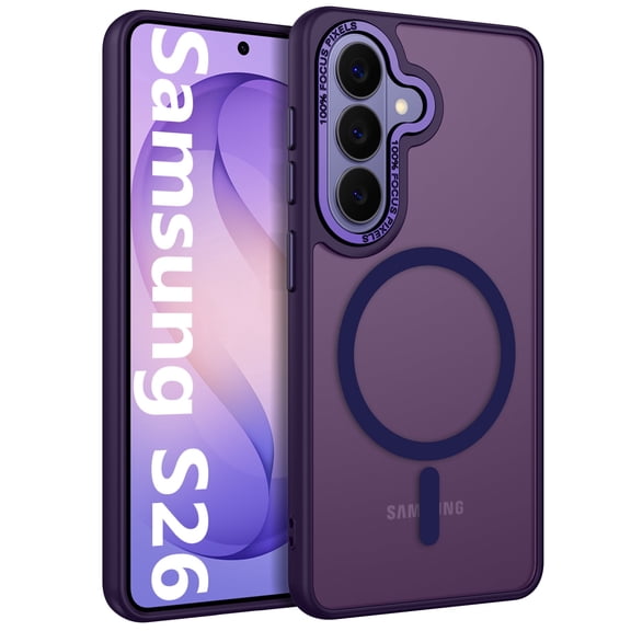 VENINGO Magnetic Case for Samsung S26, Compatible with Mag-safe, Slim Fit Matte Translucent Shockproof Anti-Yellowing Protective Cover, Purple