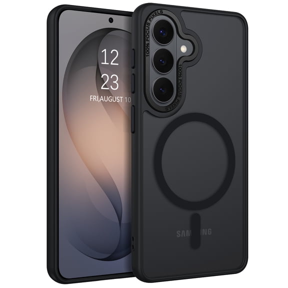 VENINGO Magnetic Case for Samsung S26 Plus, Compatible with Mag-safe, Slim Fit Matte Translucent Shockproof Anti-Yellowing Protective Cover, Black