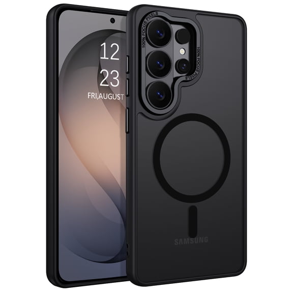 VENINGO Magnetic Case for Samsung S26 Ultra, Compatible with Mag-safe, Slim Fit Matte Translucent Shockproof Anti-Yellowing Protective Cover, Black