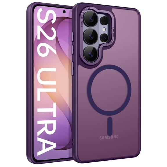 VENINGO Magnetic Case for Samsung S26 Ultra, Compatible with Mag-safe, Slim Fit Matte Translucent Shockproof Anti-Yellowing Protective Cover, Purple