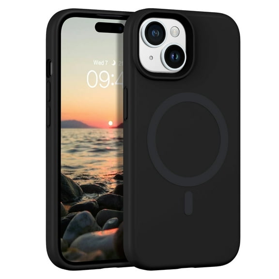 VENINGO Magnetic for iPhone 13 Case & iPhone 14 Case 6.1" Compatible with Mag-safe,Soft Liquid Silicone Gel Rubber Bumper Shockproof Protective Phone Cover for iPhone 13 & iPhone 14, Black