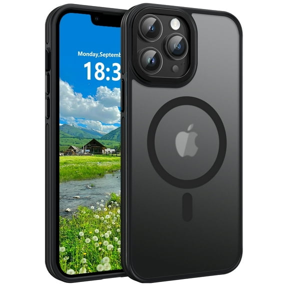 VENINGO Magnetic Phone Case for iPhone 13 Pro Max ,Compatible with Mag-safe,Translucent Matte Shockproof Scratch Resistant Phone Case - Black