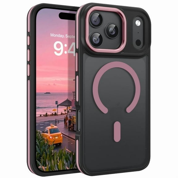 VENINGO Magnetic Phone Case for iPhone 17 Pro 6.3" Compatible with Mag-safe,Translucent Matte Shockproof Scratch Resistant iPhone 17 Pro Case,Pink
