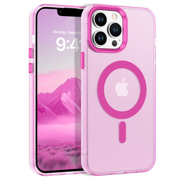 VENINGO Magnetic Phone Case for iPhone 13 Pro 6.1" Compatible with Mag-safe , Translucent Matte Shockproof Scratch Resistant iPhone 13 Pro Case, Hot Pink