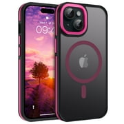 VENINGO Magnetic Phone Case for iPhone 15 Plus Compatible with Mag-safe, Translucent Matte Shockproof Scratch Resistant Girls Women Phone Case - Hot Red