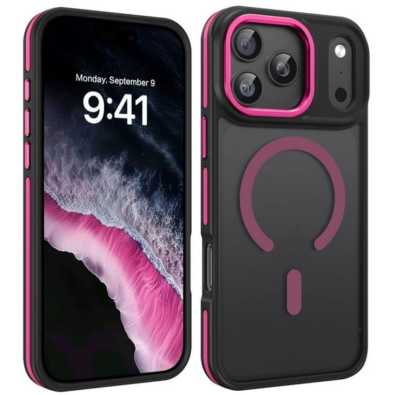 VENINGO Magnetic Phone Case for iPhone 17 Pro Max 6.9" Compatible with Mag-safe,Translucent Matte Shockproof Scratch Resistant iPhone 17 Pro Max Case,Hot Red