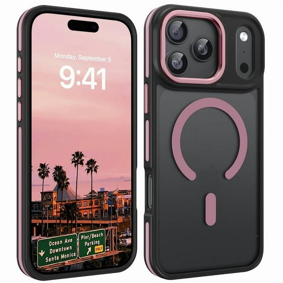 VENINGO Magnetic Phone Case for iPhone 17 Pro Max 6.9" Compatible with Mag-safe,Translucent Matte Shockproof Scratch Resistant iPhone 17 Pro Max Case，Pink