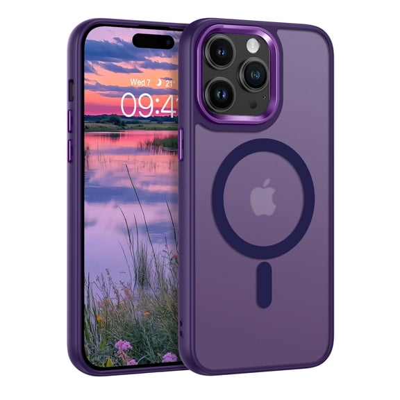 VENINGO Magnetic for iPhone 14 Pro Case 6.1", Compatible with Mag-safe Slim Matte Translucent Shockproof Scratch Resistant Protective Cover, Purple