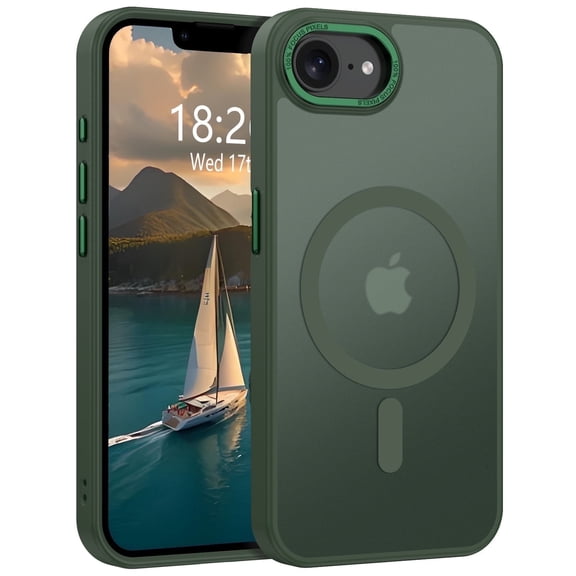 VENINGO Magnetic Phone Case for iPhone 16e / iPhone 17e 6.1" Compatible with Mag-safe , Translucent Matte Shockproof Scratch Resistant iPhone 16e Case / iPhone 17e Case，Dark Green