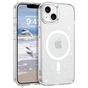 VENINGO Magnetic for iPhone 13 Case / iPhone 14 Case Clear Glitter, Compatible with Mag-safe, TPU Transparent Shockproof Slim Bling Sparkly Bumper Cover Phone Case for Women Girls, Clear