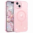 thumbnail image 1 of VENINGO Magnetic for iPhone 15 Case Clear Glitter, Compatible with Mag-safe, Tpu Transparent Shockproof Slim Bling Sparkly Bumper Cover Phone Case for Women Girls, Pink, 1 of 9