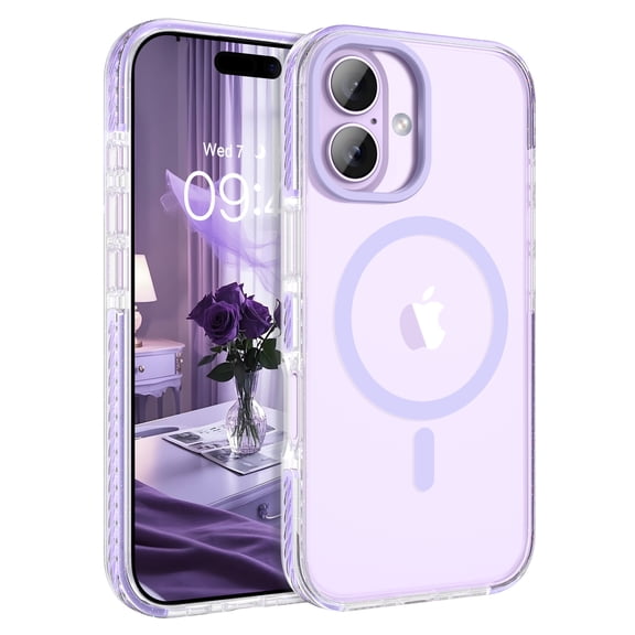 VENINGO Magnetic for iPhone 17 6.3" Case, Compatible with Mag-safe Shockproof Protective Bumper Cute Transparent Slim Anti-Yellowing Women Girl Men Phone Case for iPhone 17 Cover, Clear Purple