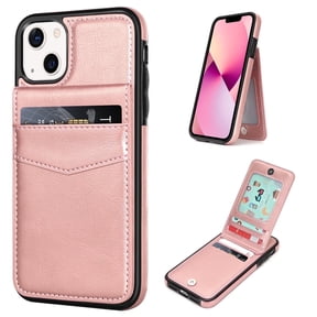 VENINGO Wallet Case for iPhone 13 & iPhone 14 with Card Holder Slots PU Leather Kickstand Magnetic Lock Lightweight Shockproof Full Body Protective Cover for iPhone 13 & iPhone 14, Rose Gold