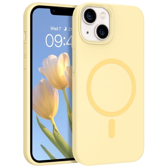 VENINGO Magnetic for iPhone 13 Case & iPhone 14 Case 6.1" Compatible with Mag-safe,Soft Liquid Silicone Gel Rubber Bumper Shockproof Protective Phone Cover for iPhone 13 & iPhone 14, Yellow