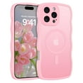 thumbnail image 1 of YINLAI Case for iPhone 16 Pro Max Compatible with Mag-safe 6.9",Wavy Frame Hard Translucent Matte Back Slim Shockproof Protective iPhone 16 Pro Max Case,Pink, 1 of 7