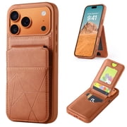 VENINGO for iPhone 17 Pro Max Case Wallet with Credit Card Holder, Flip Premium Leather Kickstand Wallet Case, Lightweight Shockproof Full Body Protective Cover for iPhone 17 Pro Max, Brown