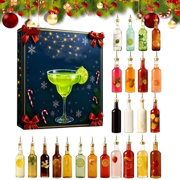 VENIRO Cocktail Advent Calendar-Christmas Countdown Calendar with 24 Premium Cocktail Bottles,Festive Holiday Gift for Cocktail Enthusiasts,Unique Alcohol Lovers Christmas Decor&Gift