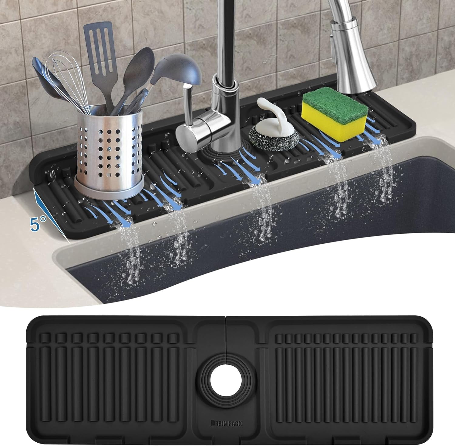 Rubbermaid Kitchen Protective Dish Protector Small Bisque FG1G1706BISQU Evolution Antimicrobial Sink Mat Walmart