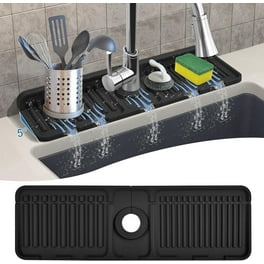 FOUUAAOOU Under Sink Mat for Kitchen, [34 x 22] Waterproof Silicone Under Sink Mats for Bottom of Kitchen, Cabinet Liner Holds Over 2