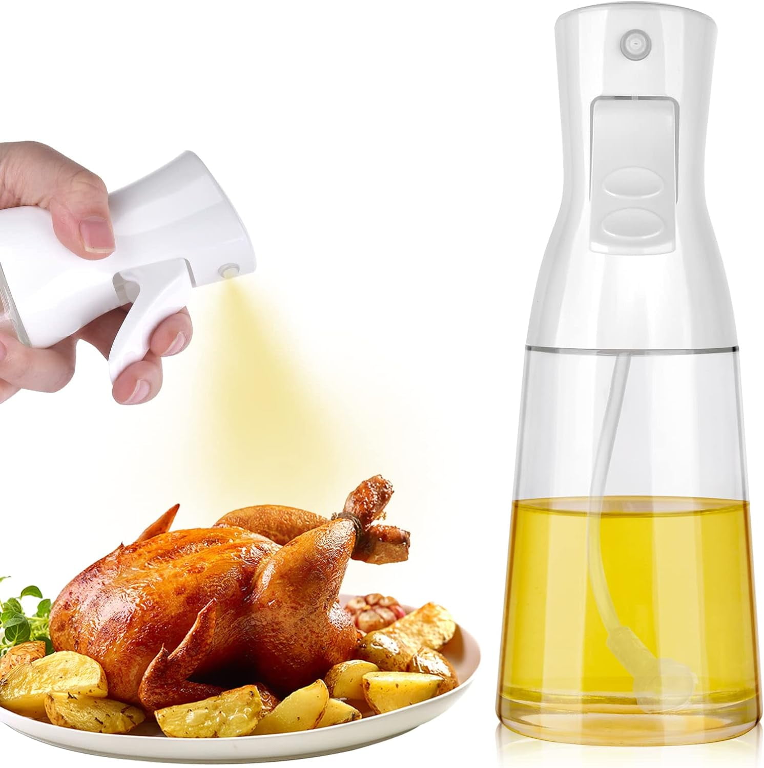 ATB-GIFT Glass Oil spray bottle, 7oz(200ML) olive oil sprayer for cooking,  Oil dispenser bottle for kitchen, Sprayer Mister for Salad, BBQ, Kitchen