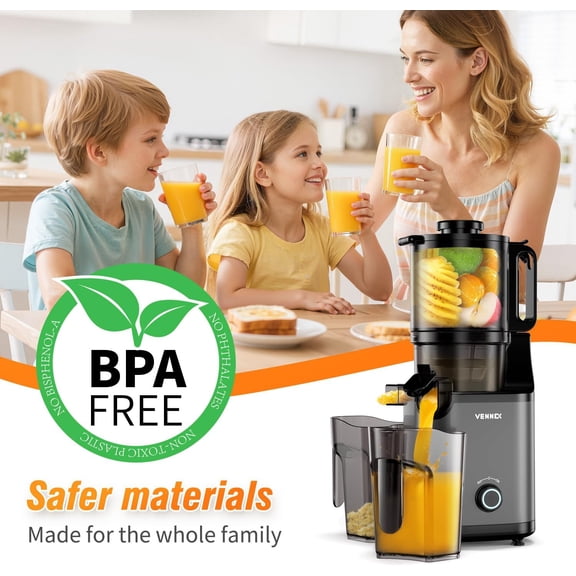 VENNXE Masticating Juicer Machines - 5.7" Feed Chute, 50oz Capacity, BPA-Free PCTG Materials