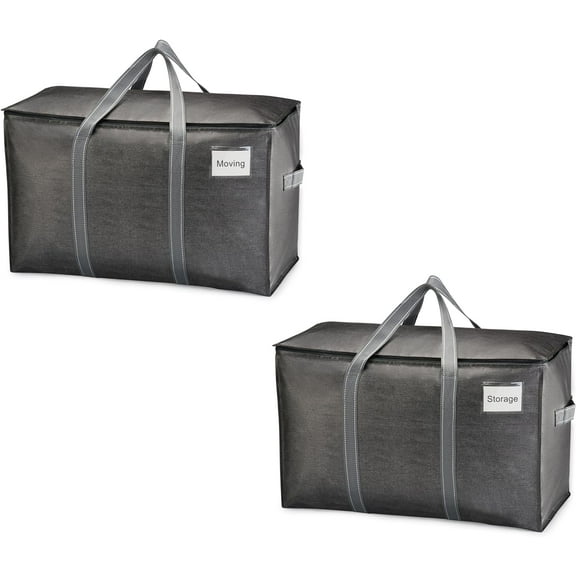 VENO 2 Pack Heavy Duty Zipper Storage Moving Bags, Closet Organizer (Dark Gray)