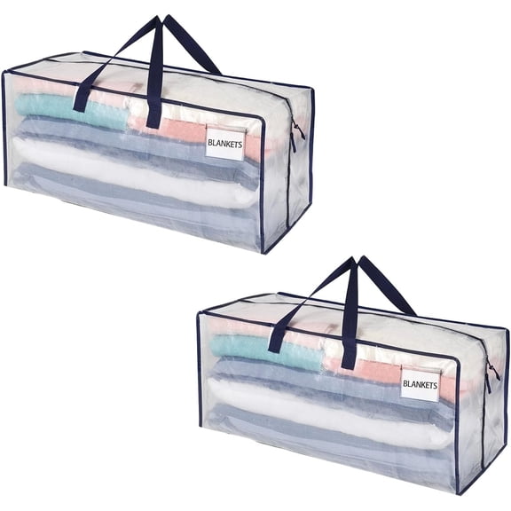 VENO 2 Pack Moving Bags w/Backpack Straps, Moving Supplies, Moving Boxes, College Packing Storage Boxes with Lids Alternative, Heavy Duty, Extra Large, Sturdy Handles, Zippers (Clear)