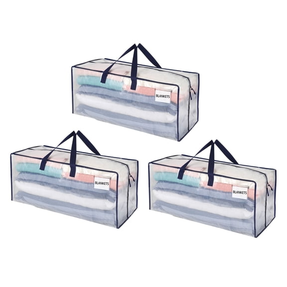 VENO 3 Pack Moving Bags w/Backpack Straps, Moving Supplies, Moving Boxes, College Packing Storage Boxes with Lids Alternative, Heavy Duty, Extra Large, Sturdy Handles, Zippers (Clear)