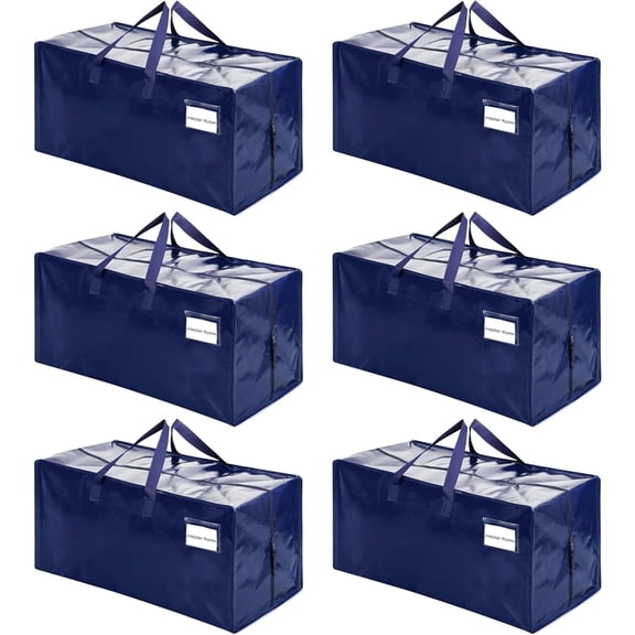 VENO 6 Pack Moving Bags w/Backpack Straps, Moving Boxes & Storage Bins Alternative, Packing Supplies, Camping Accessories Totes for Storage, Dorm Room Essentials Storage Bags (Blue)