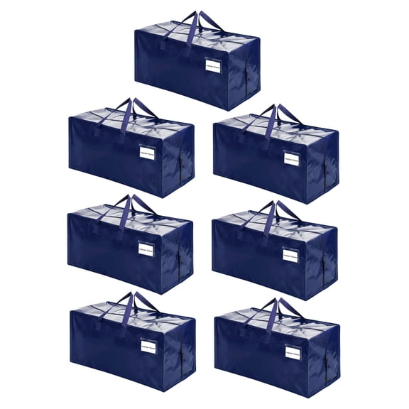 VENO 7 Pack Heavy Duty XL Foldable Moving Zipper Bag W/ Backpack Straps Alternative to Moving Box (Blue)