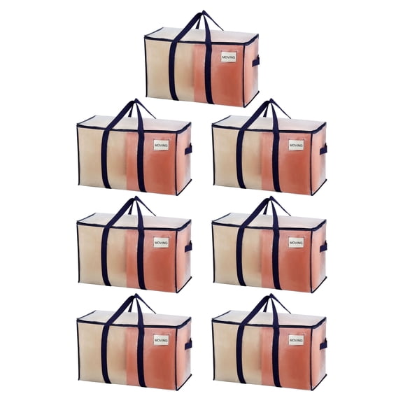 VENO 7 Pack XL Heavy Duty Foldable Dorm Closet Storage Bins W/Lids Packing Moving Storage Zipper Bag W/ Reinforced Structure Alternative to Moving Box (Clear)