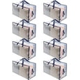 thumbnail image 1 of VENO 8 Pack Moving Bags, Moving Supplies, Moving Boxes, College Packing Storage Boxes with Lids Alternative, Heavy Duty Dorm Organizer Tote, Extra Large, Sturdy Handles, Zipper (Clear), 1 of 8