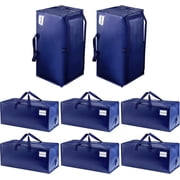 VENO 8 Pack Moving Bags w/Backpack Straps, Moving Boxes & Storage Bins Alternative, Packing Supplies, College Bags, Dorm Room Essentials Storage Bags Blue