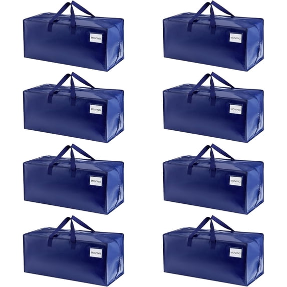 VENO 8 Pack Moving Bags w/Backpack Straps, Moving Boxes & Storage Bins Alternative, Packing Supplies, College Bags, Dorm Room Essentials Storage Bags (Blue)