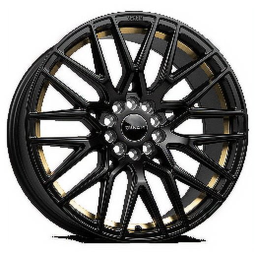 VENOM 40 17X8 5X114.3/5X120 35ET 73.1CB SATIN BLACK W GOLD LINE WHEEL