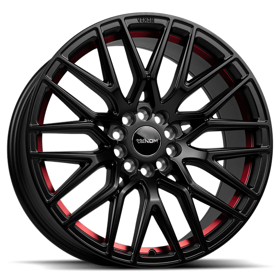 VENOM40 17X8 5X110/114.3 +35 73.1 Satin Black w Red Line