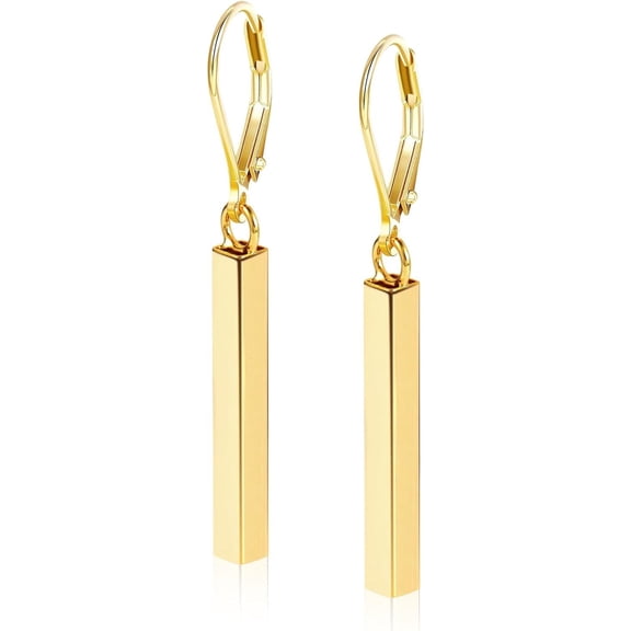 VENSIO-14K Gold Plated Bar Drop Earrings for Women, French Leverback Dangle Earrings, Hypoallergenic Lightweight Jewelry Gift-gold-
