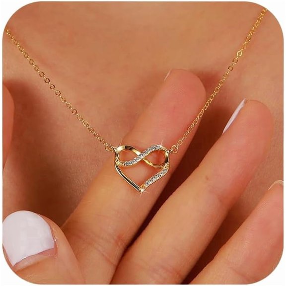 VENSIO-Heart Necklace for Women Dainty CZ Infinity Love Heart Opal North Star Pendant Choker Necklaces Trendy Chain Jewelry Birthday Gifts for Mom to Daughter-b-