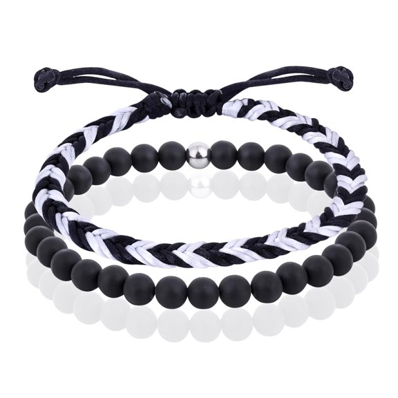 VENSIO-Natural Beaded Bracelets for Men Boys 6mm Tiger Eye Obsidian Lava Beads Set for Couples Christmas Birthday Gift-style1-6mm