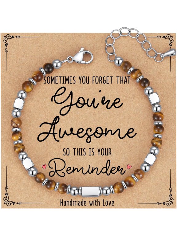 -Tiny Gemstone Beaded Bracelets for Teen Girls Women Unique Christmas Valentines Easter Birthday Mothers Day Graduation Gift-tigerseye-