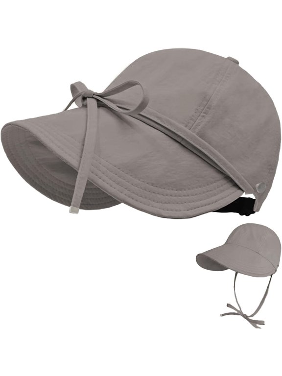 Womens Sun Hat Wide Brim UPF 50+ UV Protection Foldable Packable Sun Shield Hat Ponytail Outdoor Fishing Hat-grey-onesize