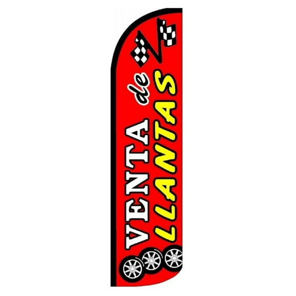 VENTA LLANTAS Windless Flag (Hardware Not Included) |Advertisement /Business Flags | Feather Flag |